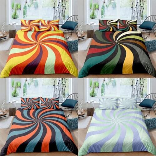 Home Textile Luxury 3D Psychedelic Stripe Print 2/3Pcs Comfortable Duvet Cover PillowCase Bedding Sets Queen/King EU/US/AU Size