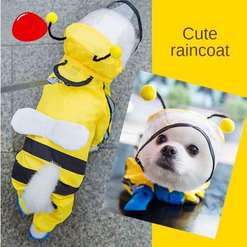 Small Dog Raincoat Four Foot Waterproof Full Package Teddy Raincoat Pet Rainy Day Clothes Small Medium-sized Dog Pet Clothes