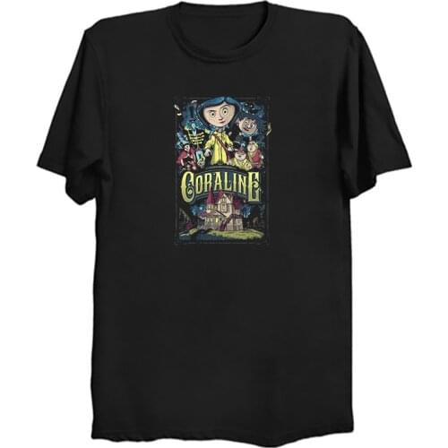 Coraline T Shirts Halloween Creepy Coraline Secret Door T-shirt The Secret Door T Shirt Horror Fantasy Animation Movie Tshirt