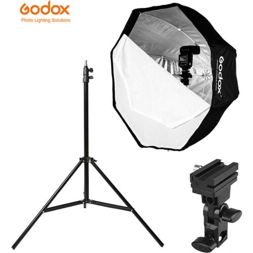 Godox 80cm 31.5in Octagon Umbrella Softbox 200cm Light stand Umbrella Hot Shoe Bracket Kit for Speedlite Flash