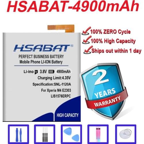 HSABAT 100% Tested New High Quality 4900mAh Battery for SONY Xperia M4 Battery Aqua E2303 E2333 E2353 LIS1576ERPC/AGPB014-A001