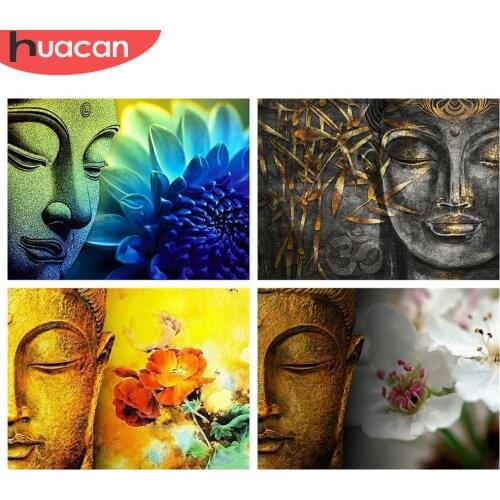 HUACAN 5d Diamond Painting Buddha Mosaic Portrait DIY Wall Art Full Square/Round Diamond Embroidery Religious Home Decor