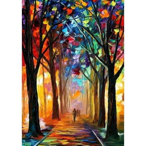 JMINE Div 5D rainbow tree road Full Diamond Painting cross stitch kits art High Quality Scenic 3D paint by diamonds