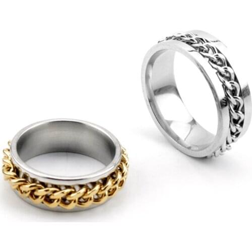 Cool Punk Hiphop Stainless Steel Beer Bottle Opener Rotatable Rotating Chain Rings For Women/Men Jewelry Gift For Friends