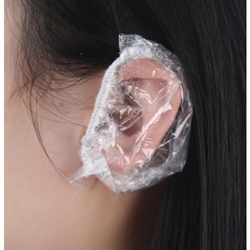 100pcs Disposable Plastic Waterproof Ear Protector Cover Caps Salon Hairdressing Dye Shield Protection Shower Cap Tool