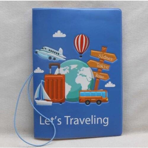 Lets traveling!Latest style Passport Holder PU Leather Blue 3D Passport Cover for men and women