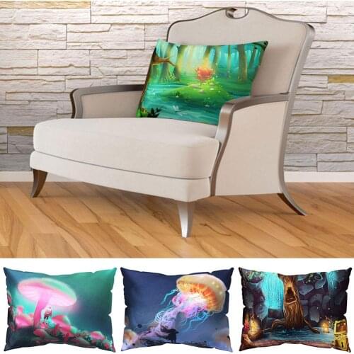 Fashion Vintage Mushroom Jellyfish Forest Print Sofa Car Throw Pillow Case Cushion Cover Decor pillowcase pillowslip