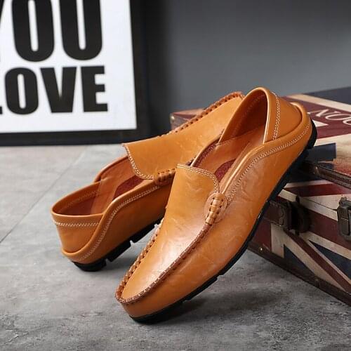 2019 New High Quality Leather Shoes Hot Men Comfortable Outdoor Non-slip Shoes Fashion Breathable Casual Shoes Walking Shoes