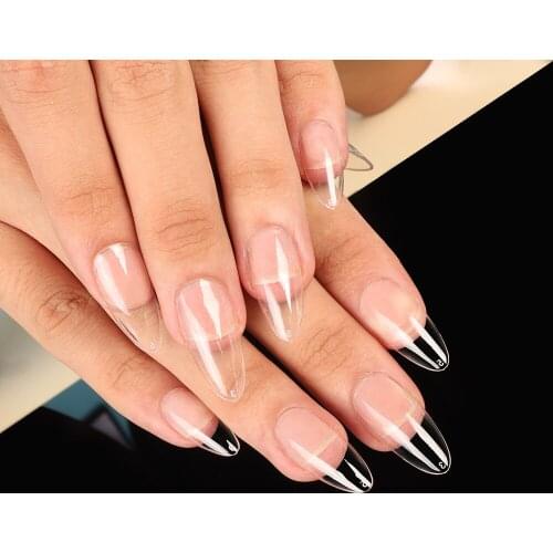 Fashion Short Full Cover False Nail Tips Professional Salon Acrylic French Fake Nails Set With Glue Accesorios Press On Nail
