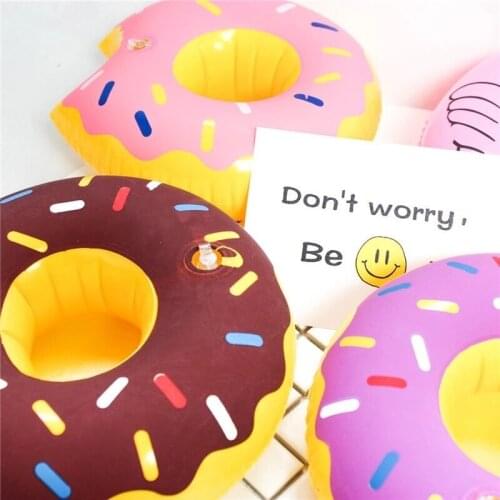 Donut Inflatable Drink Holder Pool Party Supply Float Accessories Kids Adults Bath Float Toys Flamingo Unicorn Swimming Rings