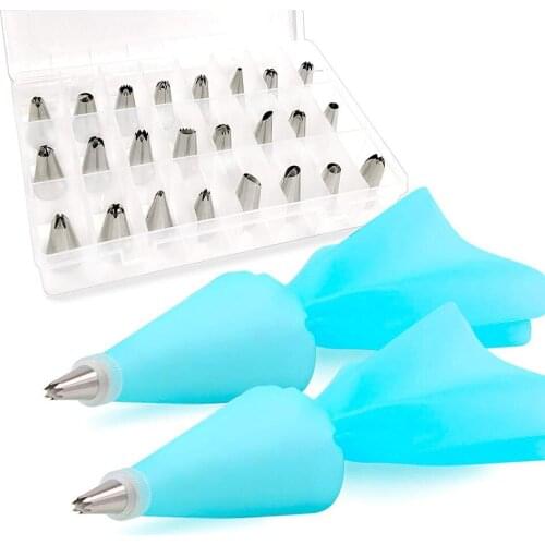 28pcs Cake Cream Nozzles Decorating Tools Stainless Steel Icing Piping Nozzle Tips Baking Tools