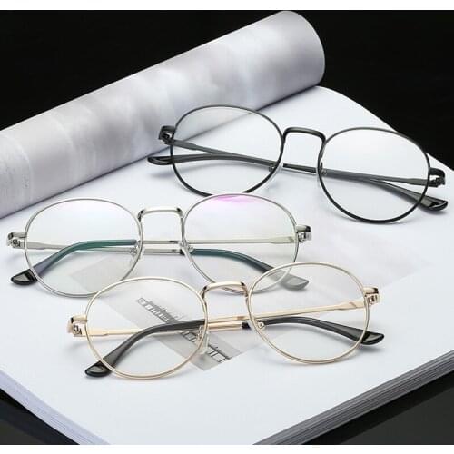 New Classic Vintage Glasses Frame Round Lens Flat Myopia Optical Mirror Simple Metal Women/Men Glasses Frame Eyewear