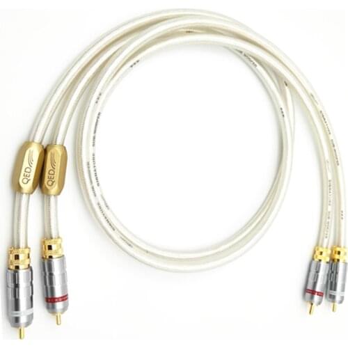 New pair Silver-plated Hifi RCA Audio Cable QED Signature 6N OCC With gold plated RCA plug connector