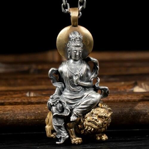 New Retro Style Buddha Pendant Guanyin Bodhisattva Pendant Necklace Female Trend Pendant Male Jewelry Accessories