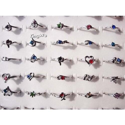 Wholesale Women Jewelry 30Pcs Jewellery Bulk Mixed Silver Color Party shining Crystal Rhinestone Rings