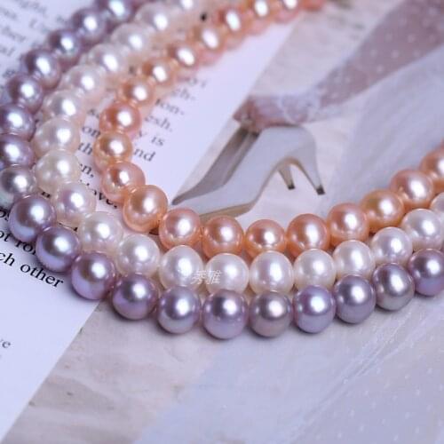 Wholesale Nice Grade 8-9mm Big Size Natural Freshwater Potato Shape Real Loose Pearl Necklace Strand String, 10pcs/lot