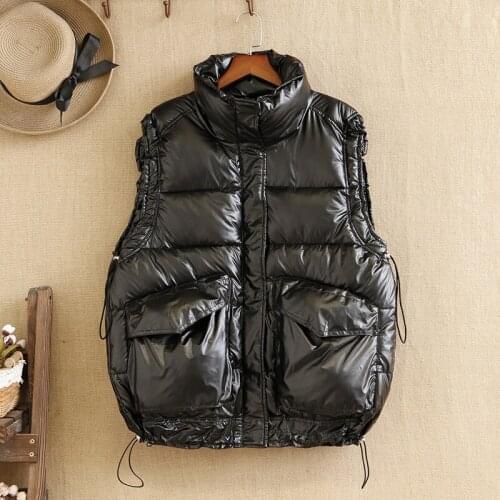 Plus Size Coat For Women In Winter Without Cap With Pockets Sleeveless Enlarged Version Fashion Stitching Large Size Cotton Vest