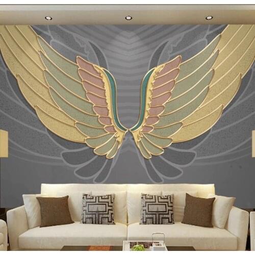 Custom Photo Wallpaper Modern Hand Painted Wings Pattern 3D Golden Relief Lines Murals Living Room TV Sofa Bedroom 3D Home Decor