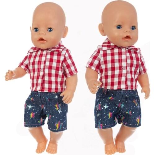 Hot Grid Suit Doll Clothes Fit 17 inch 43cm Doll Clothes Born Baby Suit For Baby Birthday Festival Gift