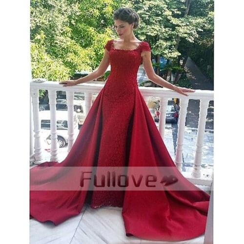 Luxury Burgundy Lace Evening Dress Long 2019 Beaded Mermaid Formal Prom Party Dresses Gowns Vestido De Festa Abendkleider Kaftan