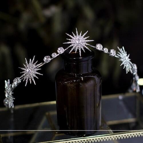 Luxury Bridal Hair Jewelry Star Headpieces Crown Rhinestones Crystal Headbands Tiaras Brides Girls Headwear Wedding Accessories