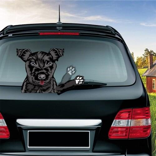 A Jack Russell Terrier Dog Removable Car Styling Waving Wiper Sticker and Decals PVC Rear Window Windshield Stickers Accessories