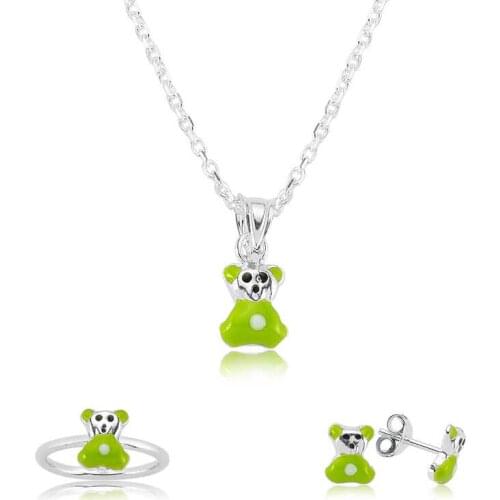 Silver Green Teddy Bear Child Set