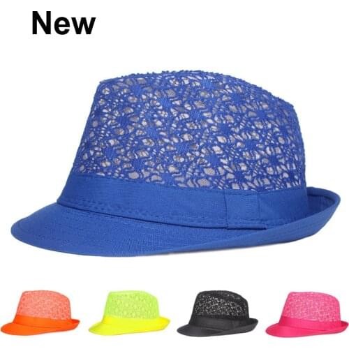 Mesh Lady Summer Sun Hat Lace Jazz Beach Outdoor Sun Protection Unisex Solid Casual Polyester Black White Hat Caps