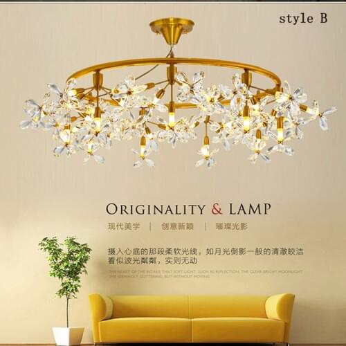 Cystal Lamp Chandelier Light Led Lighting Modern Creative Crystal Flower Luxury Round Interior Light Fixture Indoor Lighting