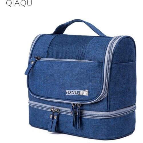 QIAQU Hanging Toiletry Bag Women Travel Waterproof Oxford Cosmetics Bag Organizer for Wet and Dry Separation Makeup Kit for Men