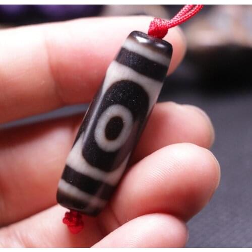 Super Tibetan Old Agate 3 eye tiger-tooth totem dZi Bead LKbrother Sauces Toq Quality