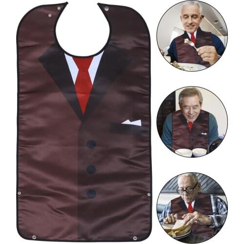Adult Waterproof Anti-Oil Silicone Bib With Crumb Catcher Seniors Clothing Protector For Eating Senior Citizen Aid Aprons