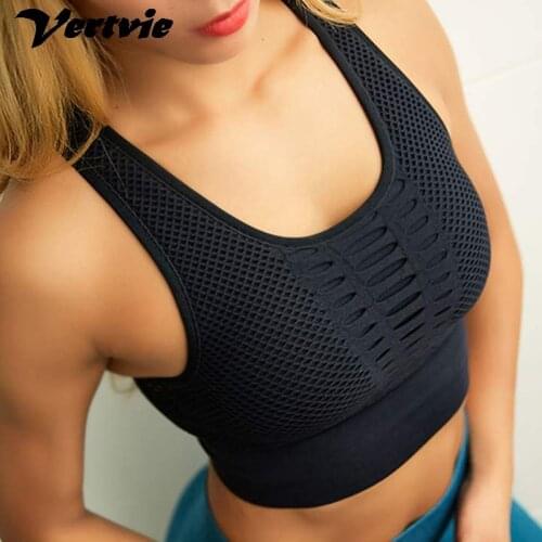 Vertvie Oeak Women Sports Bra Sexy Mesh Brathable Sports Top Push Up Female Gym Fitness Sports Underwear Female Seamless 2021