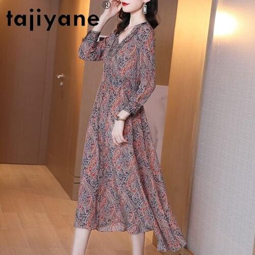 Tajiyane Long Dress for Women 100% Silk Summer Dress Elegant Womens Clothing Real Silk Woman Dresses Kobieta Sukienka TN2570
