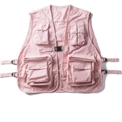 Military Multiple Pockets Cargo Vest Hip Hop Vest Men Dad Core Vest Sleeveless Jacket Gilet Mens Tactical Vest Sweatshirts 2020