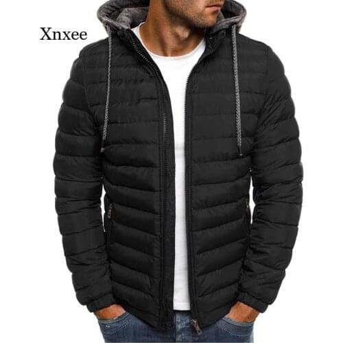 Winter Mens Fashion Parka Pure Color Hooded Cotton Coat Jacket Casual Warm Clothes Coat Street Style Down Jacket