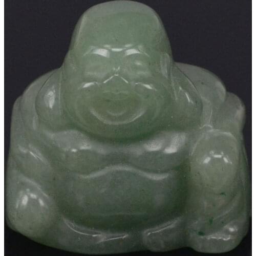 1.1 Inch Green Aventurine Maitreya Buddha Stone carved Figurine Crafts Lucky Chakra Healing Reiki