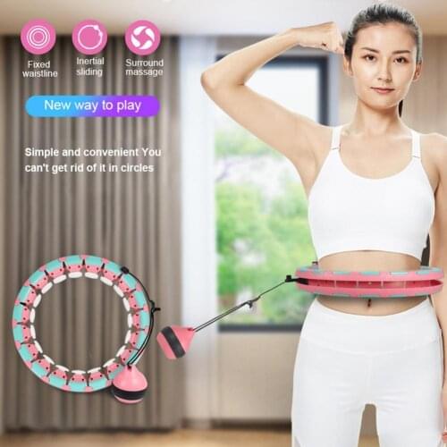 ABS 1 Set Practical Weighted Fitness Hoops with Gravity Ball Remavable Smart Sports Hoops 360 Degrees Rotate for Yoga