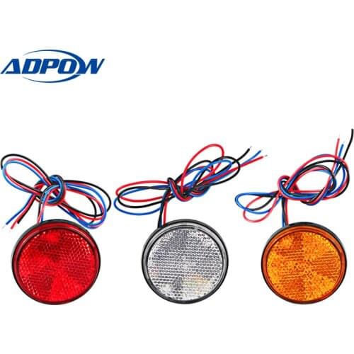 1pcs 12V Round Motorcycle Tail Lights Rear Bumper Reflector LED Motor External Light Brake Stop Marker Lamp For Car Motor Truck