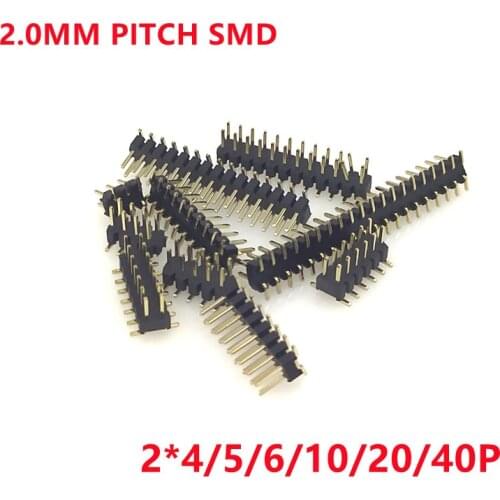 10PCS 2.0mm Pitch Double Row Male Pin Header SMD SMT 2*4/5/6/8/10/20/40pin Strip Pinheader Connector