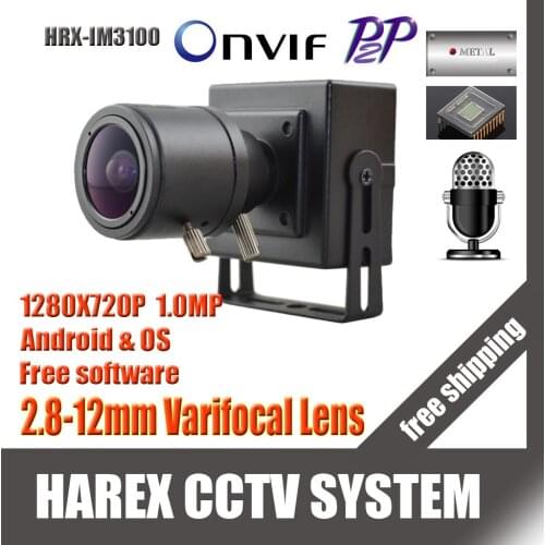 1280*720P 1.0 Mega pixel Varifocal zoom lens 2.8-12mm Mini Audio IP Camera ONVIF indoor Plug and Play, free shipping