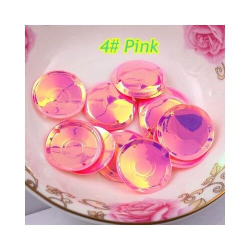 200pcs/lot Large Round Sequins 20mm Cup PVC Round With 2 Side Holes Sequins Decoration 4# Pink Confetti Spangles