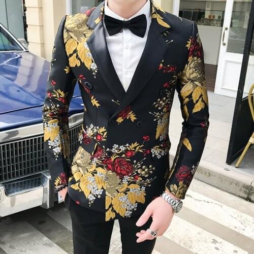2020 Blazer Hombre Mens Slim Fit Blazer Jacket Business Affairs Printing Single Mans Suit Loose Coat Chaqueta Hombre Formal