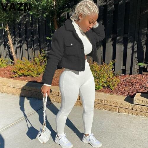 VAZN 2020 Top Quality Woolen Coats Young Solid Daily Sexy Elegant Free Joker Regular Style Full Sleeve Slim Women Outwears