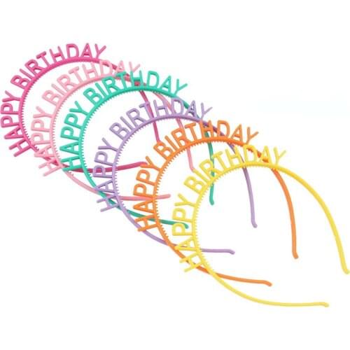 6pcs/pack Happy Birthday Headband Decorations Birthday Girl Party Hat Colorful Birthday Party Macaron Hat Headband