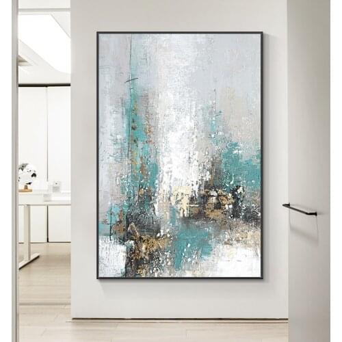 Abstract Green Blue Painting HD Prints And Posters On Canvas Garden Wall Art Picture for Livinng Room Home Decoration