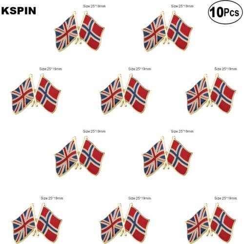 UK & Norway Lapel Pin Flag badge Brooch Pins Badges 10Pcs a Lot