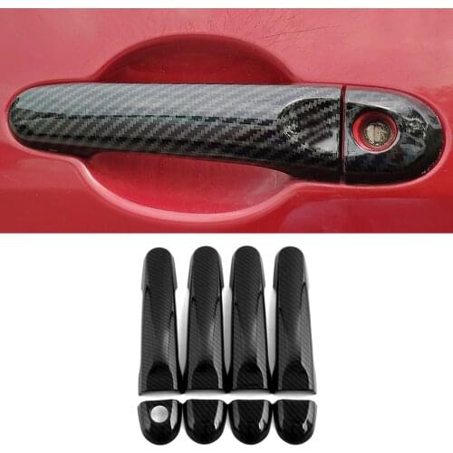 Car Accessories ABS Carbon Gate Door Handle Trim Frame Sticker Cover Moulding for Nissan Micra K13 Tiida C12 Sunny Latio N17