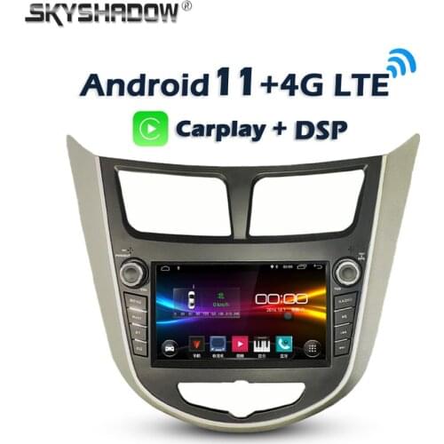 6GB+128GB Carplay DSP Android 10.0 Car multimedia DVD Player GPS WIFI Bluetooth Radio For Hyundai Verna Accent Solaris 2011-2015