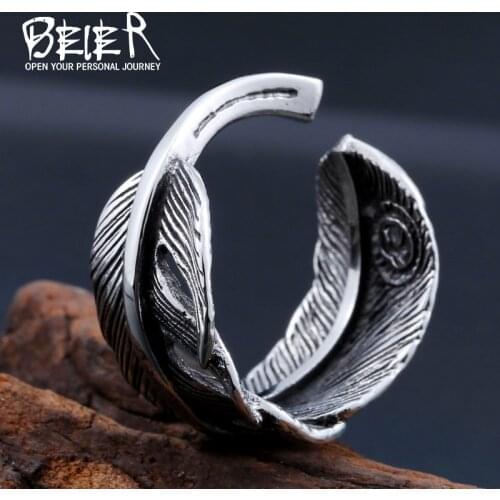 Beier 316L stainless steel ring new arrival feather for men/women eagle ring Fashion Jewelry LLBR8-432R